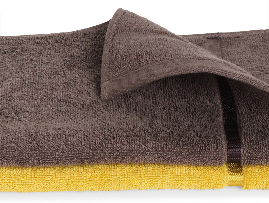 Mustard/Chocola 4 Piece 100% Cotton Hand Towel Set - Atrium By Spaces