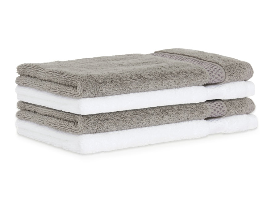 White/Gunmetal 4 Piece 100% Cotton Hand Towel Set - Atrium Plus By Spaces