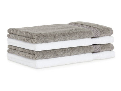 White/Gunmetal 4 Piece 100% Cotton Hand Towel Set - Atrium Plus By Spaces