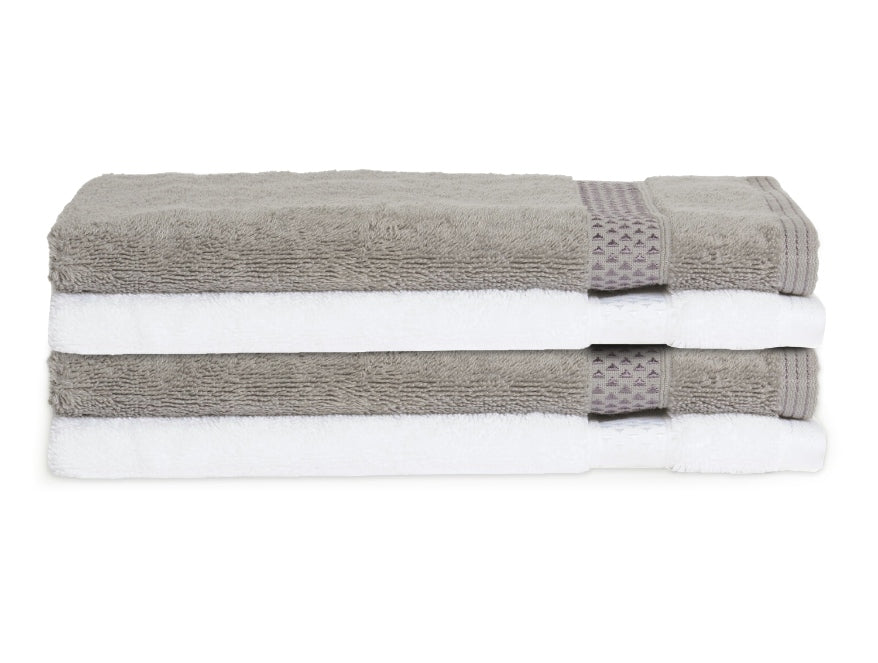 White/Gunmetal 4 Piece 100% Cotton Hand Towel Set - Atrium Plus By Spaces