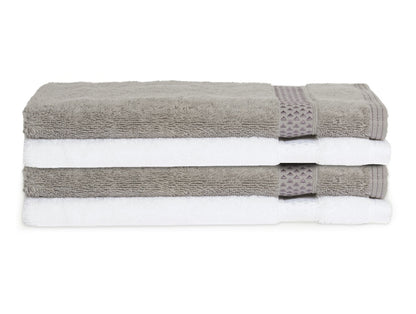 White/Gunmetal 4 Piece 100% Cotton Hand Towel Set - Atrium Plus By Spaces