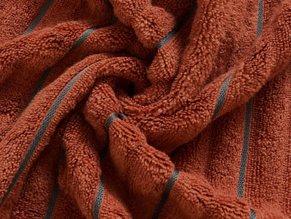 Burnt Orange/As - Dark Orange 100% Cotton Bath Towel - Exotica By Spaces