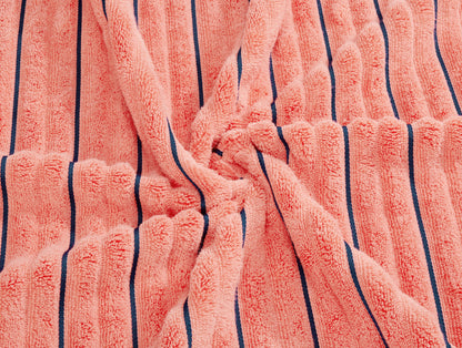 Coral/Navy Blue - Coral 100% Cotton Bath Towel - Exotica By Spaces