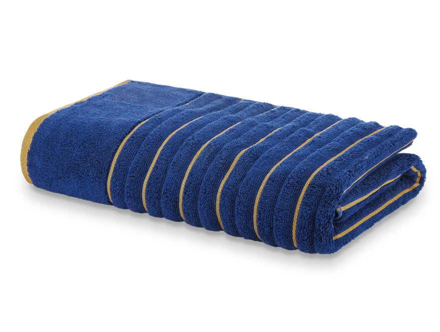 Estate Blue/Fir - Dark Blue 100% Cotton Bath Towel - Exotica By Spaces