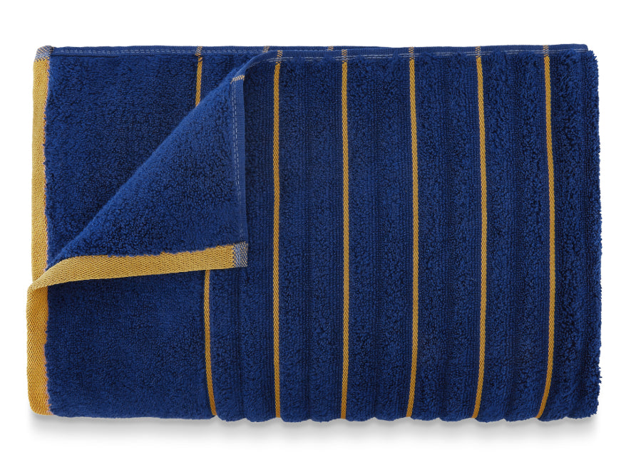Estate Blue/Fir - Dark Blue 100% Cotton Bath Towel - Exotica By Spaces