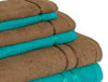 Sea Green/Tan 6 Piece 100% Cotton Towel Set - Seasons Best Qd By Spaces