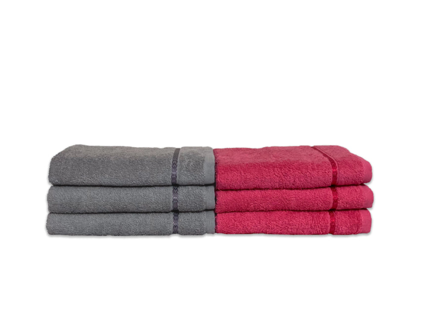 Coral/Grey 6 Piece 100% Cotton Hand Towel Set - Seasons Best Qd By Spaces