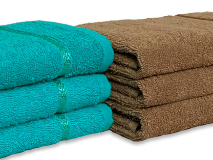 Sea Green/Tan 6 Piece 100% Cotton Hand Towel Set - Seasons Best Qd By Spaces