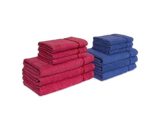 Navy Blue/Coral 12 Piece 100% Cotton Towel Set - Seasons Best Qd By Spaces