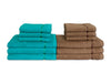 Sea Green/Tan 12 Piece 100% Cotton Towel Set - Seasons Best Qd By Spaces