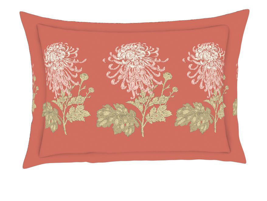 Floral Citrus - Orange 100% Cotton Double Bedsheet - Atrium By Spaces