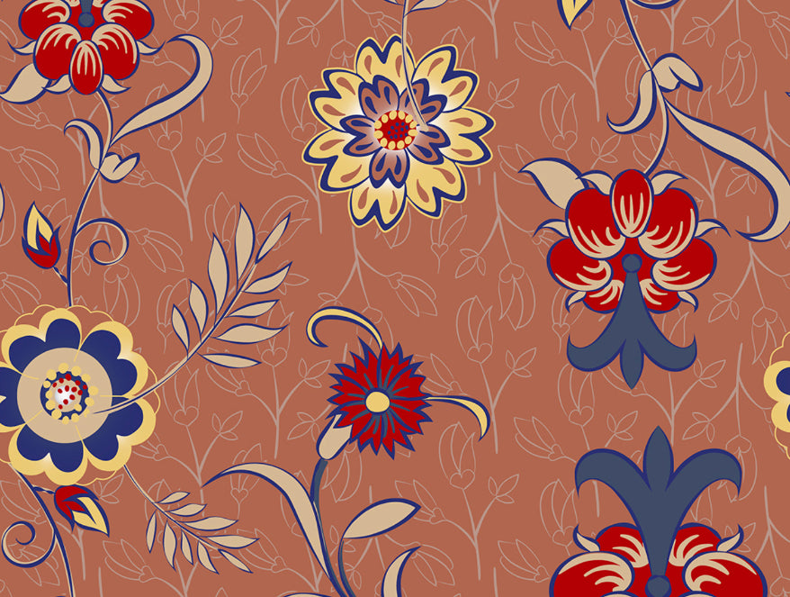 Floral Sierra - Brown 100% Cotton Double Bedsheet - Adonia By Spaces