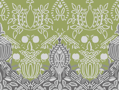 Ornate Spinach Green - Green 100% Cotton Shell Double Quilt / AC Comforter - Adonia By Spaces