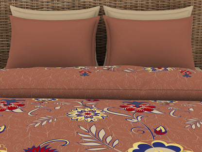 Floral Sierra - Brown 100% Cotton Shell Double Quilt / AC Comforter - Adonia By Spaces