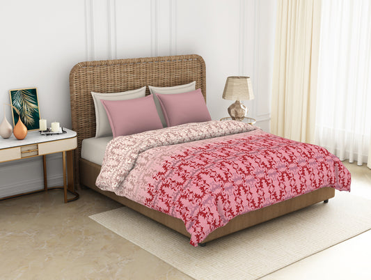 Ornate Haute Red - Red 100% Cotton Shell Double Quilt / AC Comforter - Adonia By Spaces