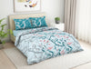 Floral Pagoda Blue - Dark Teal 100% Cotton Double Bedsheet - Seasons Best Premium By Welspun