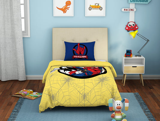 Spiderman Custard - Yellow 100% Cotton Single Bedsheet - By Spaces