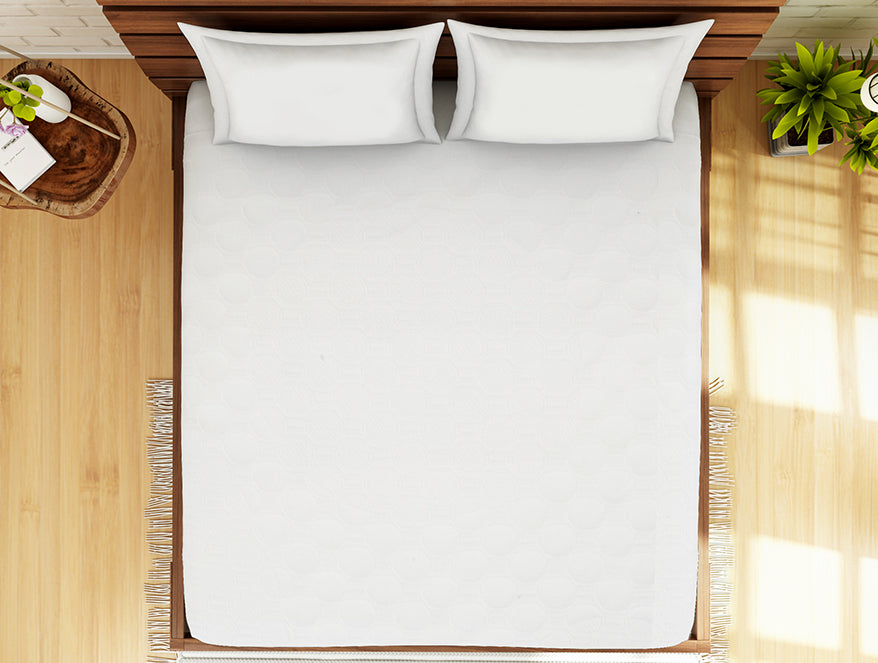 Solid White Polyester Queen Mattress Protector - Softshield By Spaces