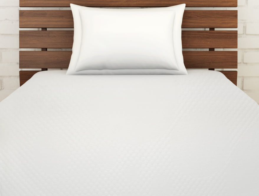 Solid White Polyester Double Mattress Protector - Softshield By Spaces