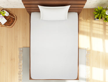 Solid White Polyester Double Mattress Protector - Softshield By Spaces