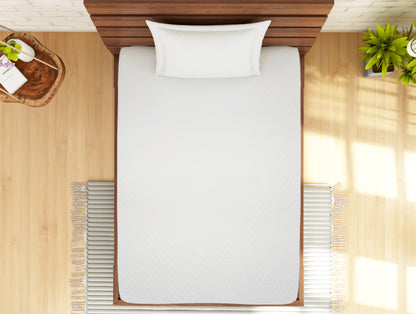 Solid White Polyester Double Mattress Protector - Softshield By Spaces