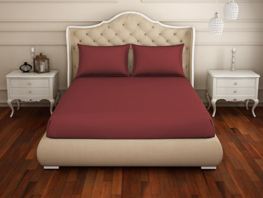 Solid Garnet - Blue Cotton Rich King Size Bedsheet - Restora By Welspun