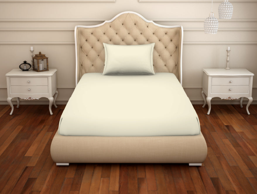 Solid Pearled Ivory - Cream Cotton Rich Single Bedsheet - Restora By Welspun