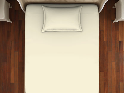 Solid Pearled Ivory - Cream Cotton Rich Single Bedsheet - Restora By Welspun