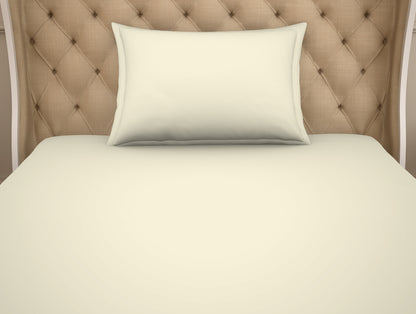Solid Pearled Ivory - Cream Cotton Rich Single Bedsheet - Restora By Welspun