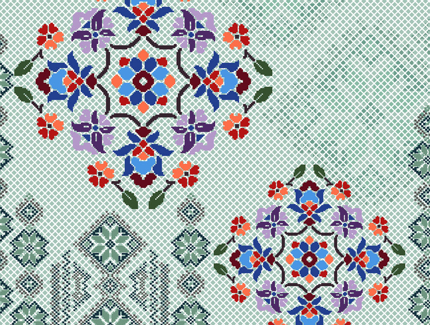 Ornate Grayed Jade - Light Green Hygro Cotton Shell Double Quilt / AC Comforter - Crafted Lores By Spaces