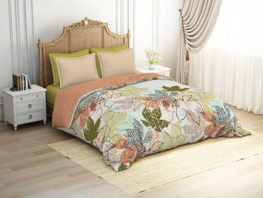 Floral Dusty Aqua - Light Aqua Hygro Cotton Shell Double Quilt / AC Comforter - Greeneries By Spaces