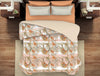 Floral Copper Tan - Dark Orange 100% Cotton Shell Double Quilt / AC Comforter - Bonica By Spaces