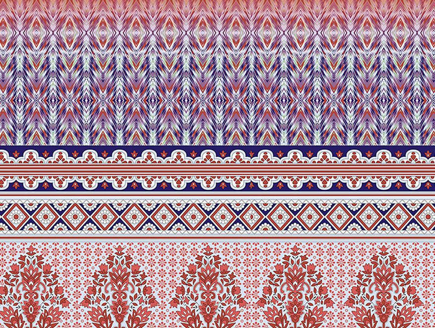 Ornate Red 100% Cotton King Fitted Sheet - Atrium Plus Kitting By Spaces