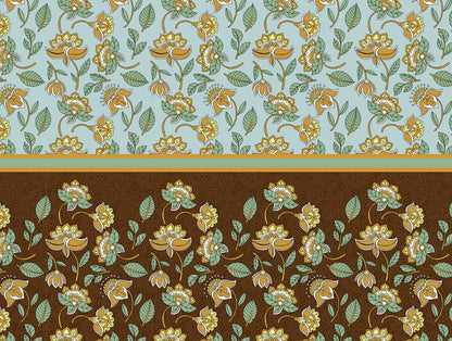Floral Sea Green - Green 100% Cotton Double Bedsheet - Atrium Plus Ecom By Spaces
