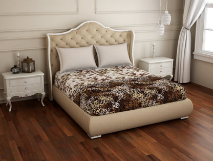 Abstract Brown 100% Cotton Double Bedsheet - Atrium Plus Ecom By Spaces