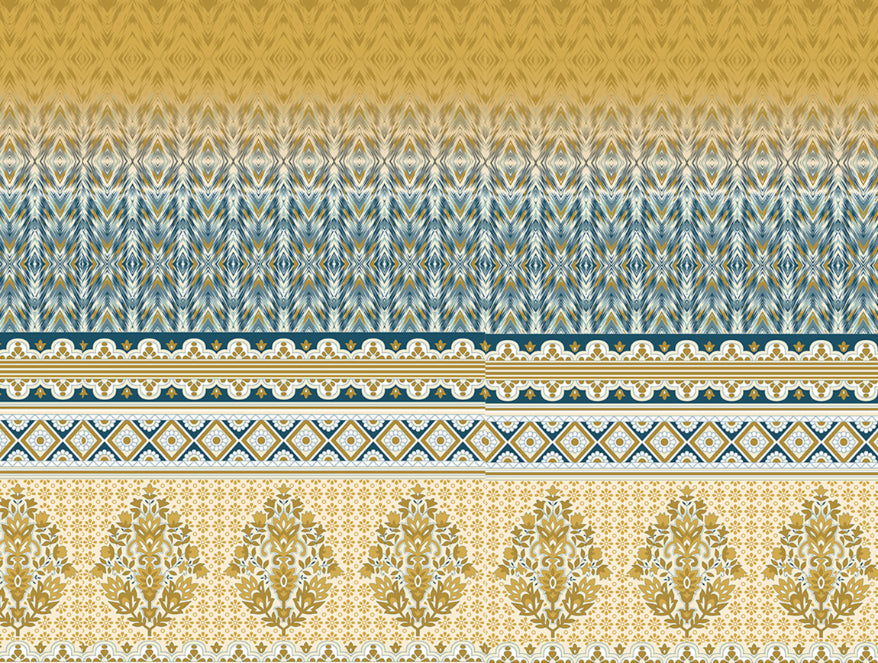 Ornate Mustard - Dark Yellow 100% Cotton Double Bedsheet - Atrium Plus Ecom By Spaces