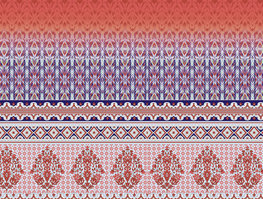 Ornate Red 100% Cotton Double Bedsheet - Atrium Plus Ecom By Spaces