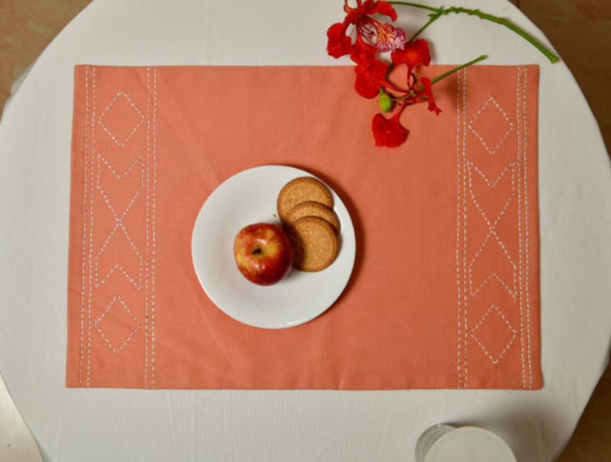 Spun 100% Cotton Handcrafted Placemat - Orange