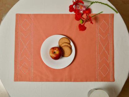 Spun 100% Cotton Handcrafted Placemat - Orange